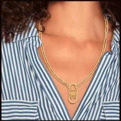 Colar Longo Dourado Com Monograma-Tommy Hilfiger Jewelry Flash Sale