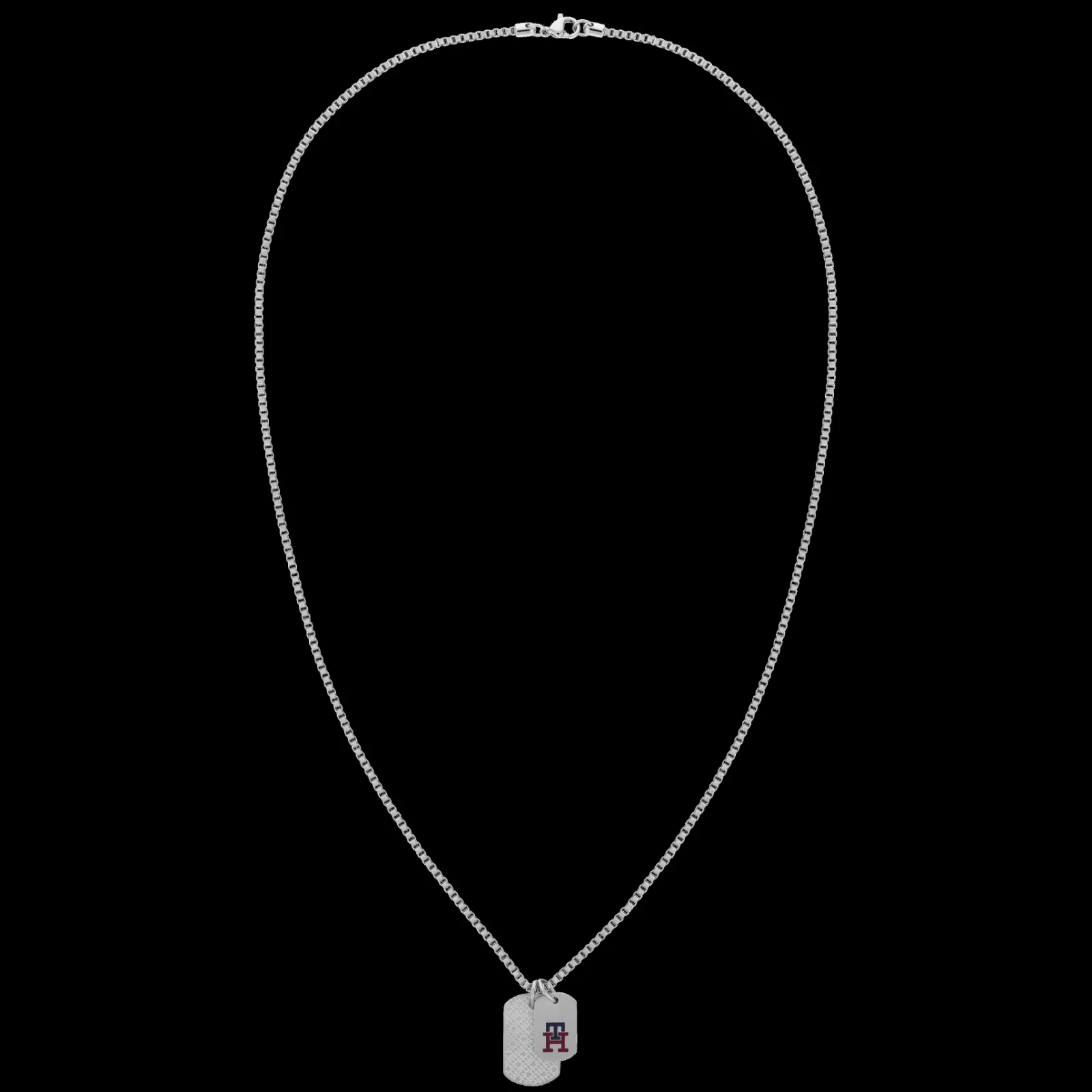 Colar Prateado Chapas Monograma-Tommy Hilfiger Jewelry New