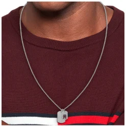 Colar Prateado Chapas Monograma-Tommy Hilfiger Jewelry New