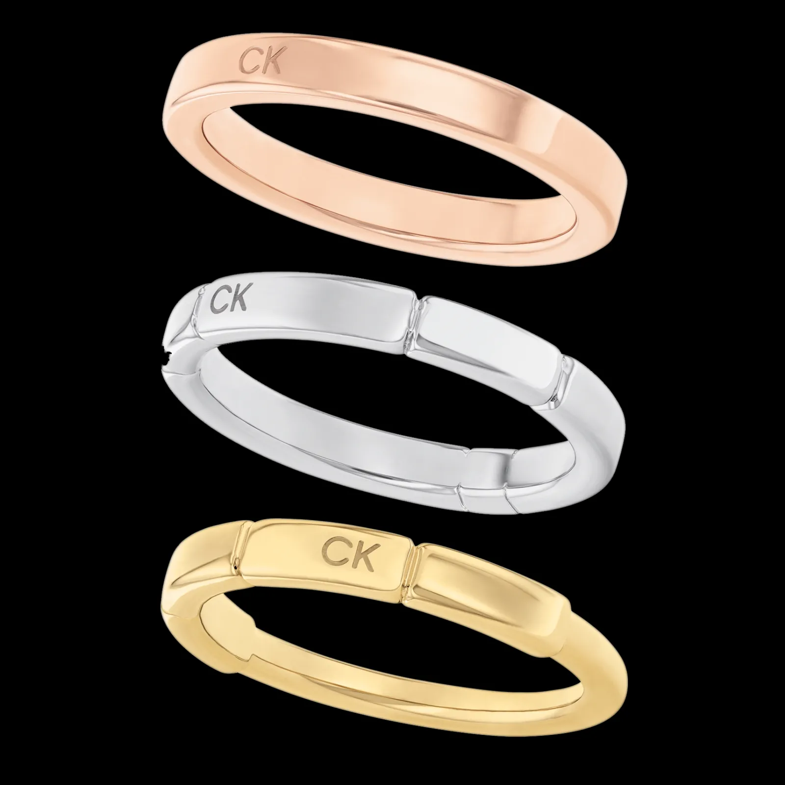 Conjunto De Anéis Em Aco E Dourado-Calvin Klein Jewelry Best