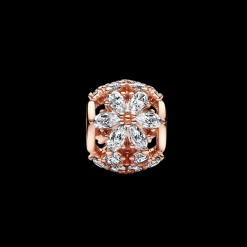 Conta Folha Rosa Com Zirconias-Pandora Fashion