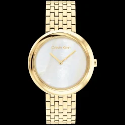 Madre-Perola Dourado Em Aco-Calvin Klein Watches Cheap