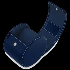 Navy Blue Leather Watch Roll-Kross Studio Sale