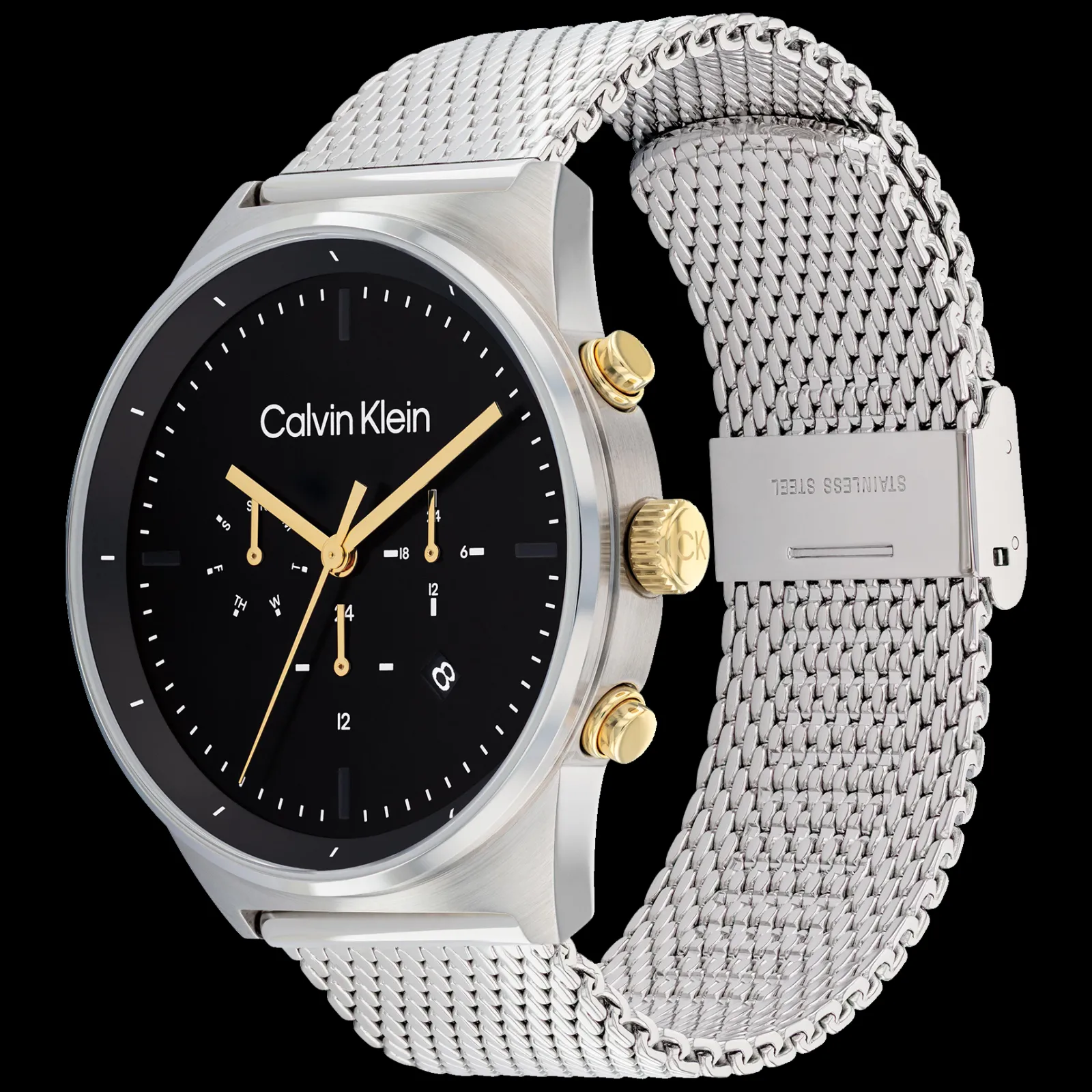 Preto E Aco Em Malha Milanesa-Calvin Klein Watches Shop