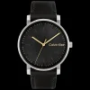 Preto E Aco Em Pele Preta-Calvin Klein Watches Clearance