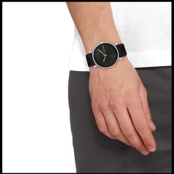 Preto E Aco Em Pele Preta-Calvin Klein Watches Clearance