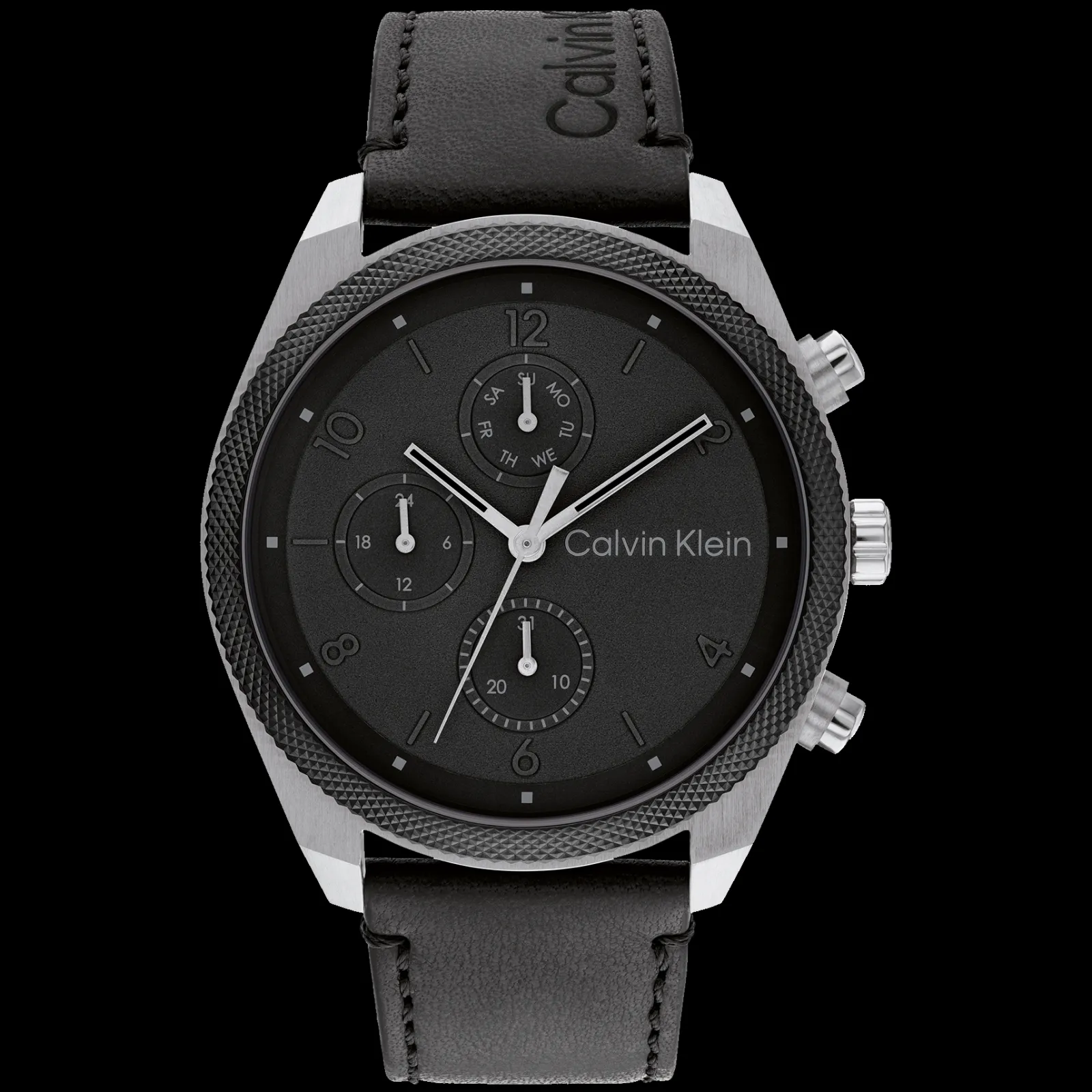 Preto E Aco Em Pele Preta-Calvin Klein Watches Flash Sale