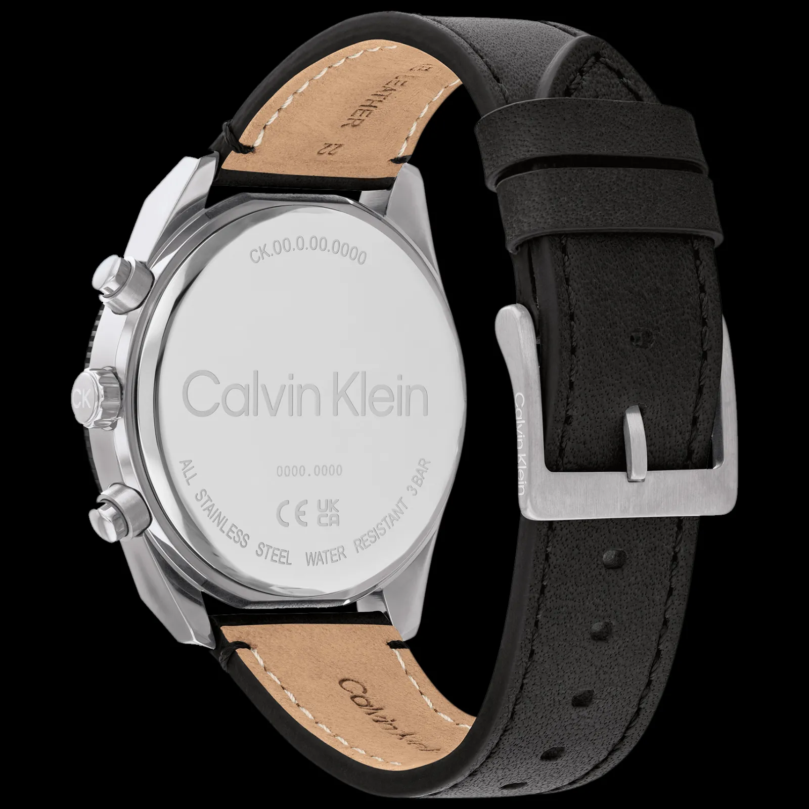 Preto E Aco Em Pele Preta-Calvin Klein Watches Flash Sale