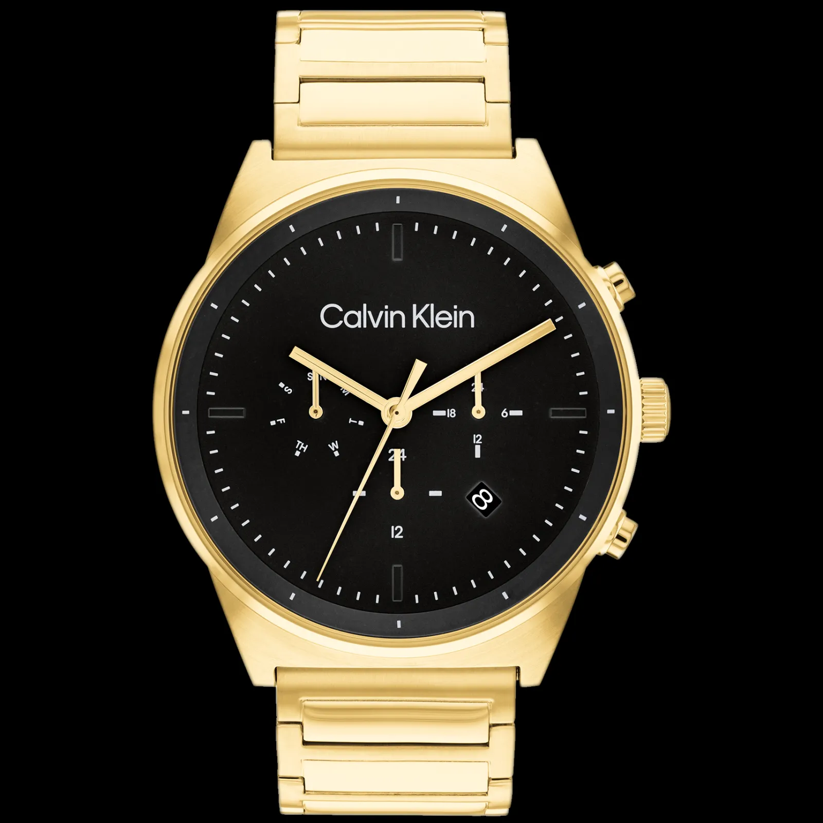 Preto E Dourado Em Aco-Calvin Klein Watches New
