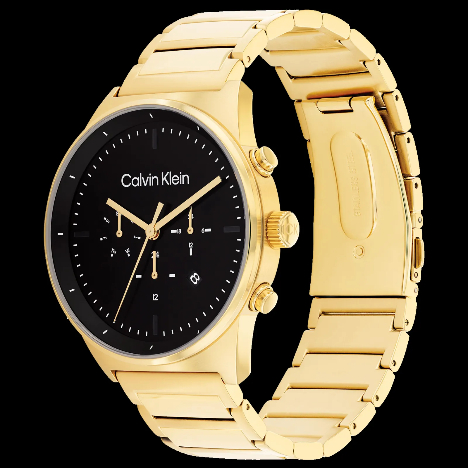 Preto E Dourado Em Aco-Calvin Klein Watches New