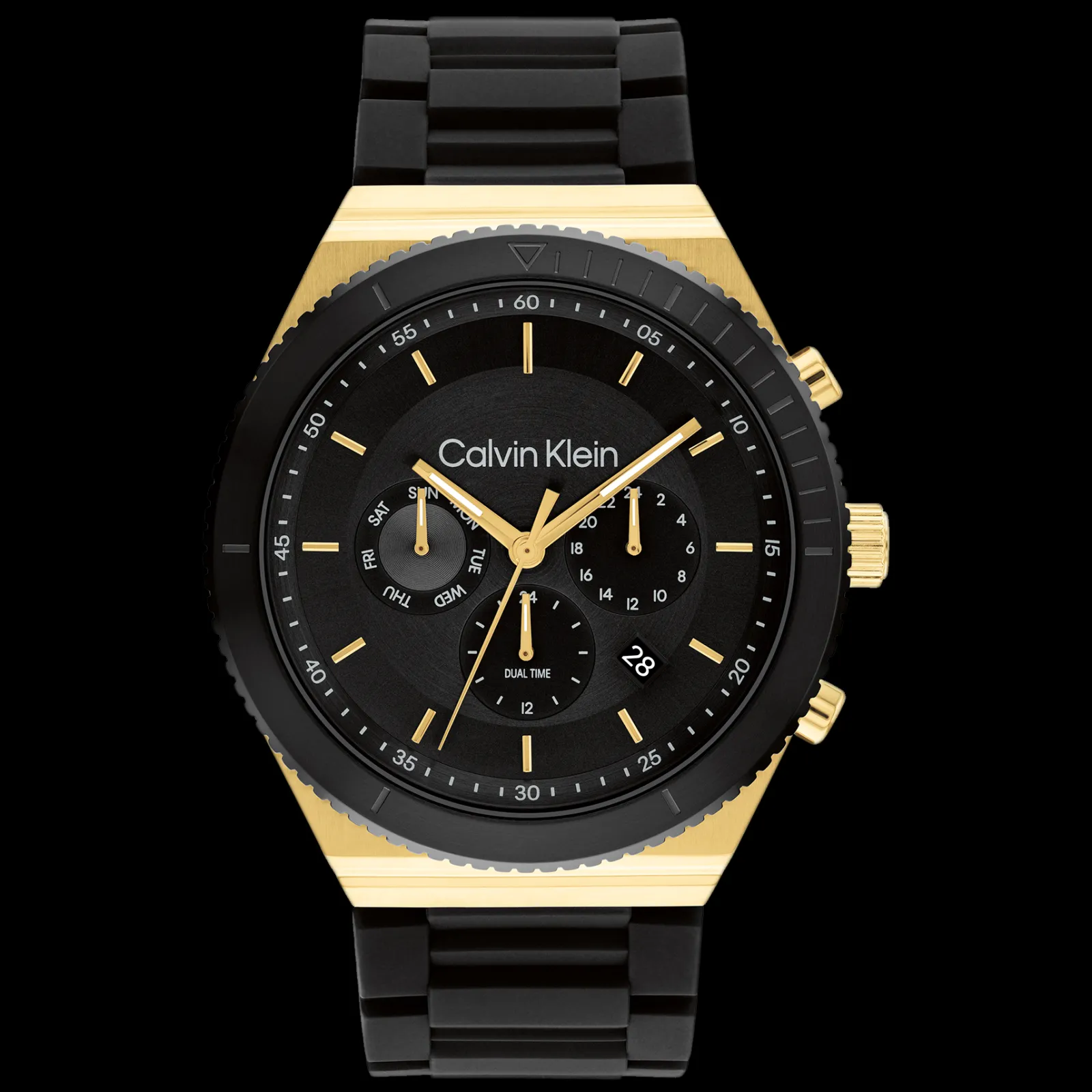 Preto E Dourado Em Silicone Preto-Calvin Klein Watches Hot