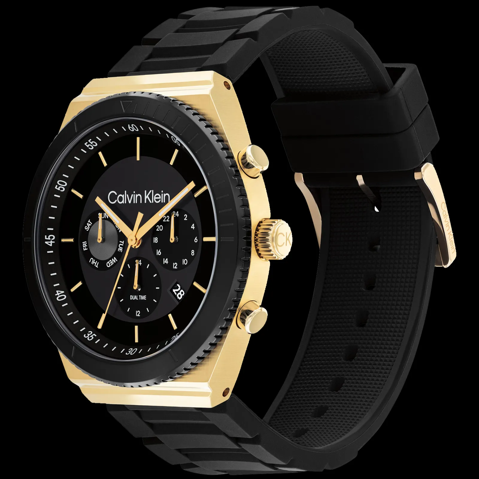 Preto E Dourado Em Silicone Preto-Calvin Klein Watches Hot