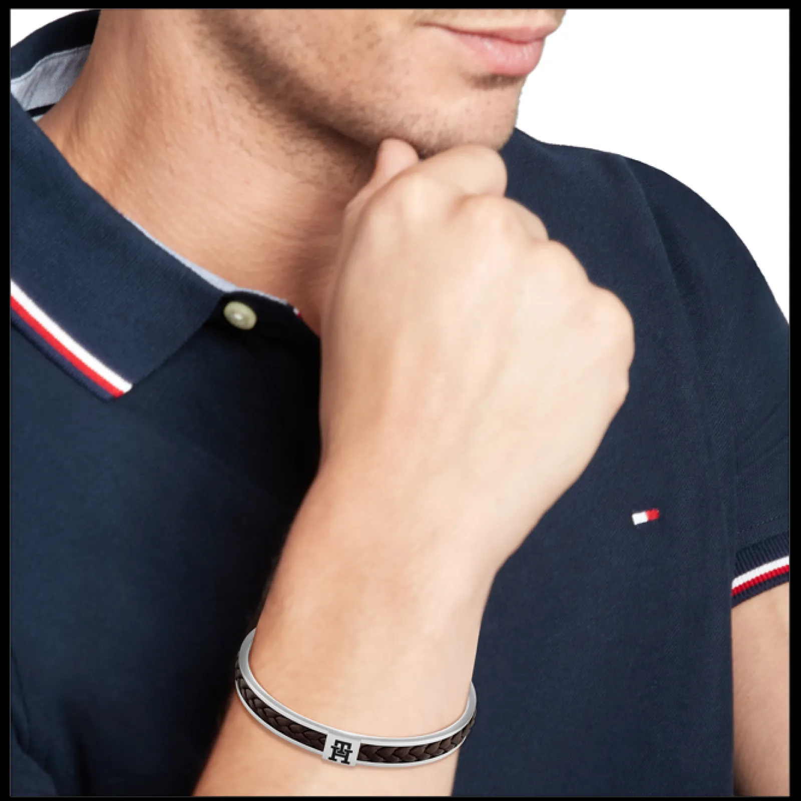 Pulseira Aco E Pele Castanha Ajustavel-Tommy Hilfiger Jewelry Shop