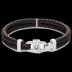 Pulseira Aco E Pele Castanha-Tommy Hilfiger Jewelry New