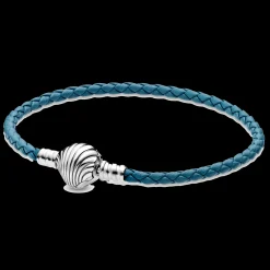 Pulseira Couro Turquesa Com Fecho Concha-Pandora Store