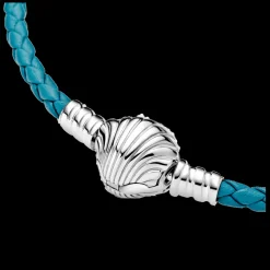 Pulseira Couro Turquesa Com Fecho Concha-Pandora Store