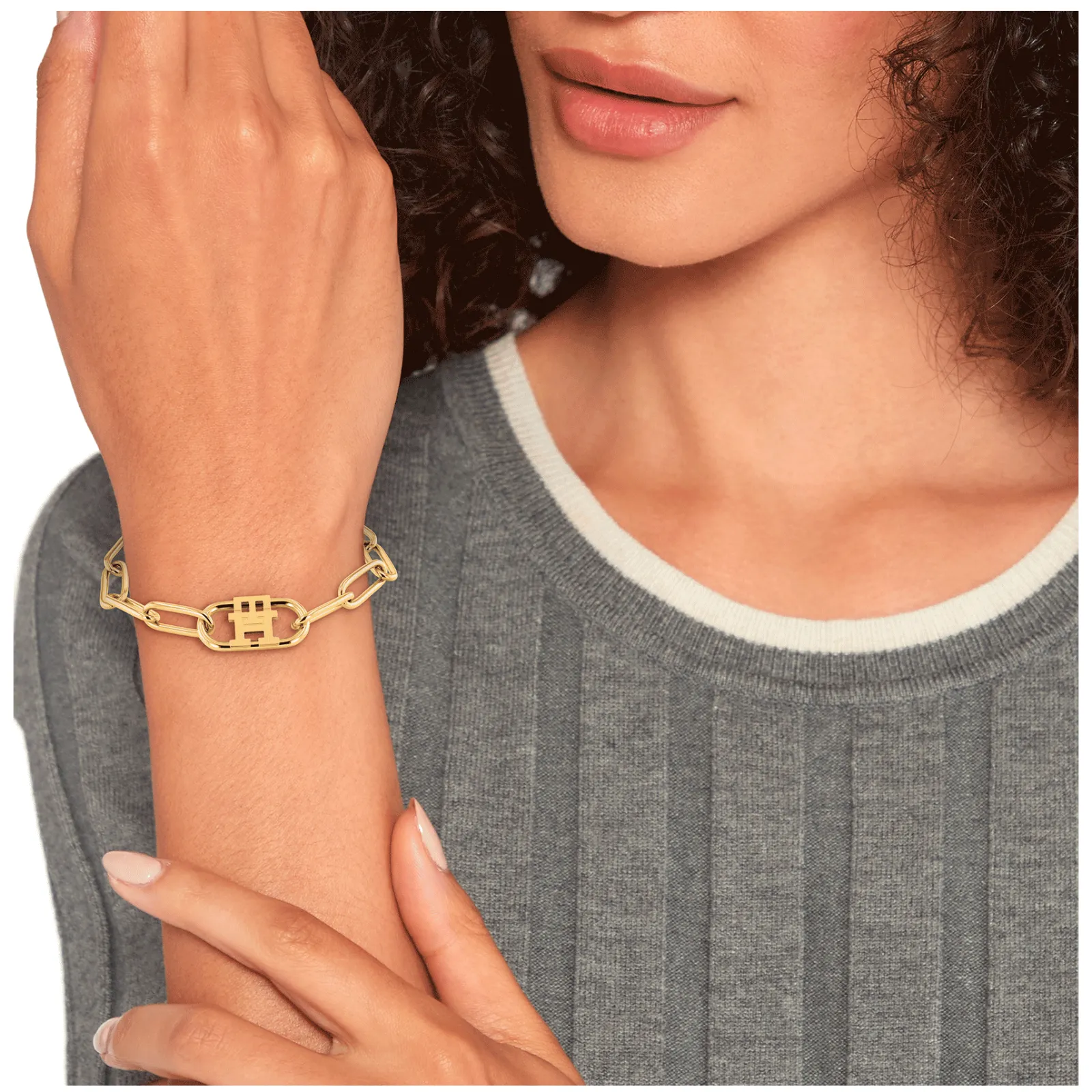 Pulseira Dourada Com Monograma-Tommy Hilfiger Jewelry Clearance