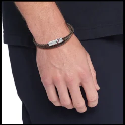 Pulseira Dupla Pele Castanha E Aco Iman-Tommy Hilfiger Jewelry Cheap