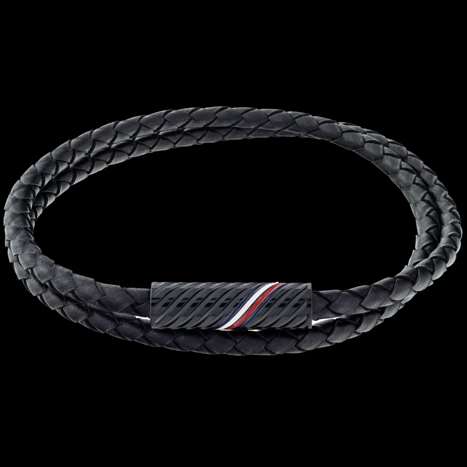 Pulseira Dupla Pele Preta E Aco Ip Iman-Tommy Hilfiger Jewelry Flash Sale