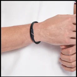 Pulseira Dupla Pele Preta E Aco Ip Iman-Tommy Hilfiger Jewelry Flash Sale