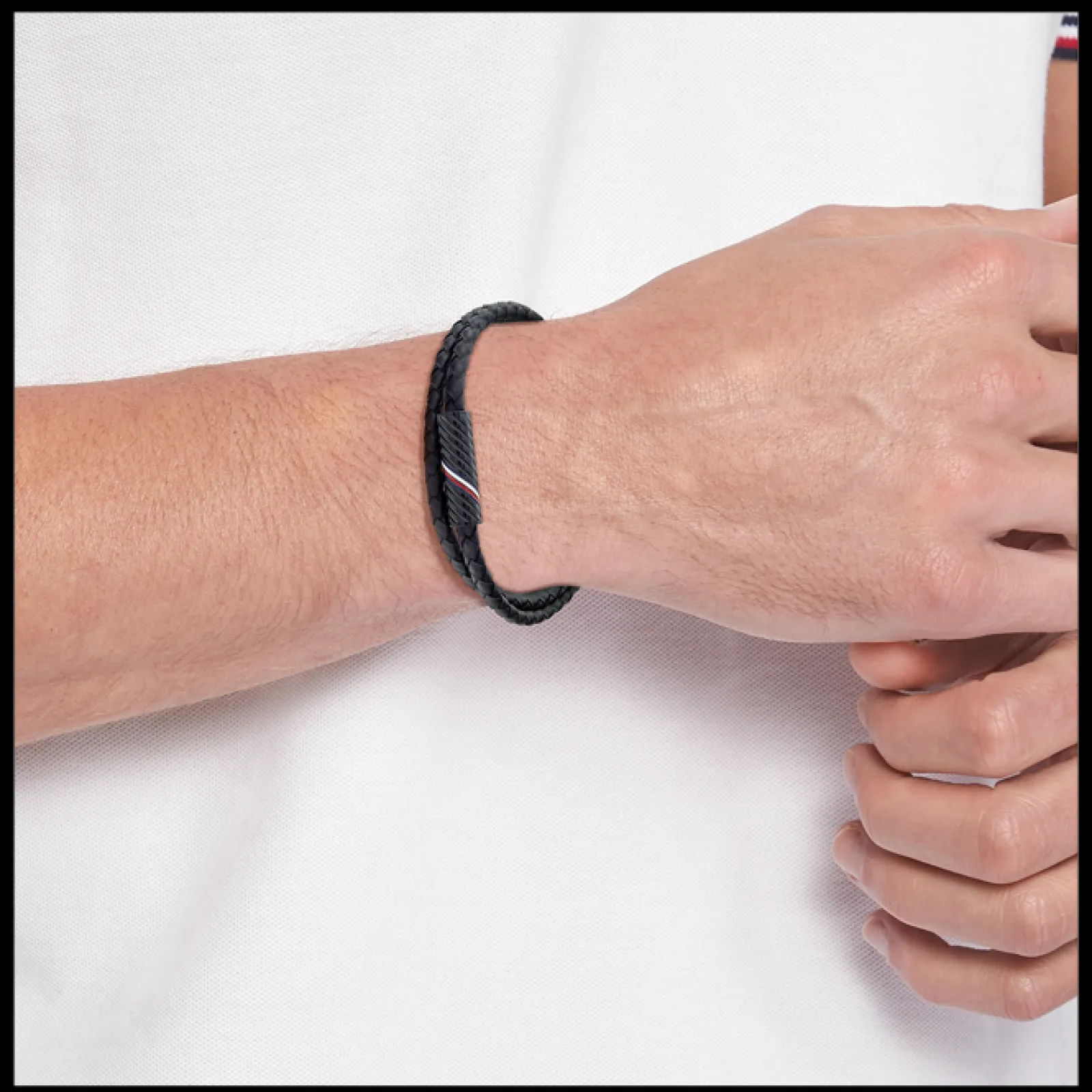 Pulseira Dupla Pele Preta E Aco Ip Iman-Tommy Hilfiger Jewelry Flash Sale