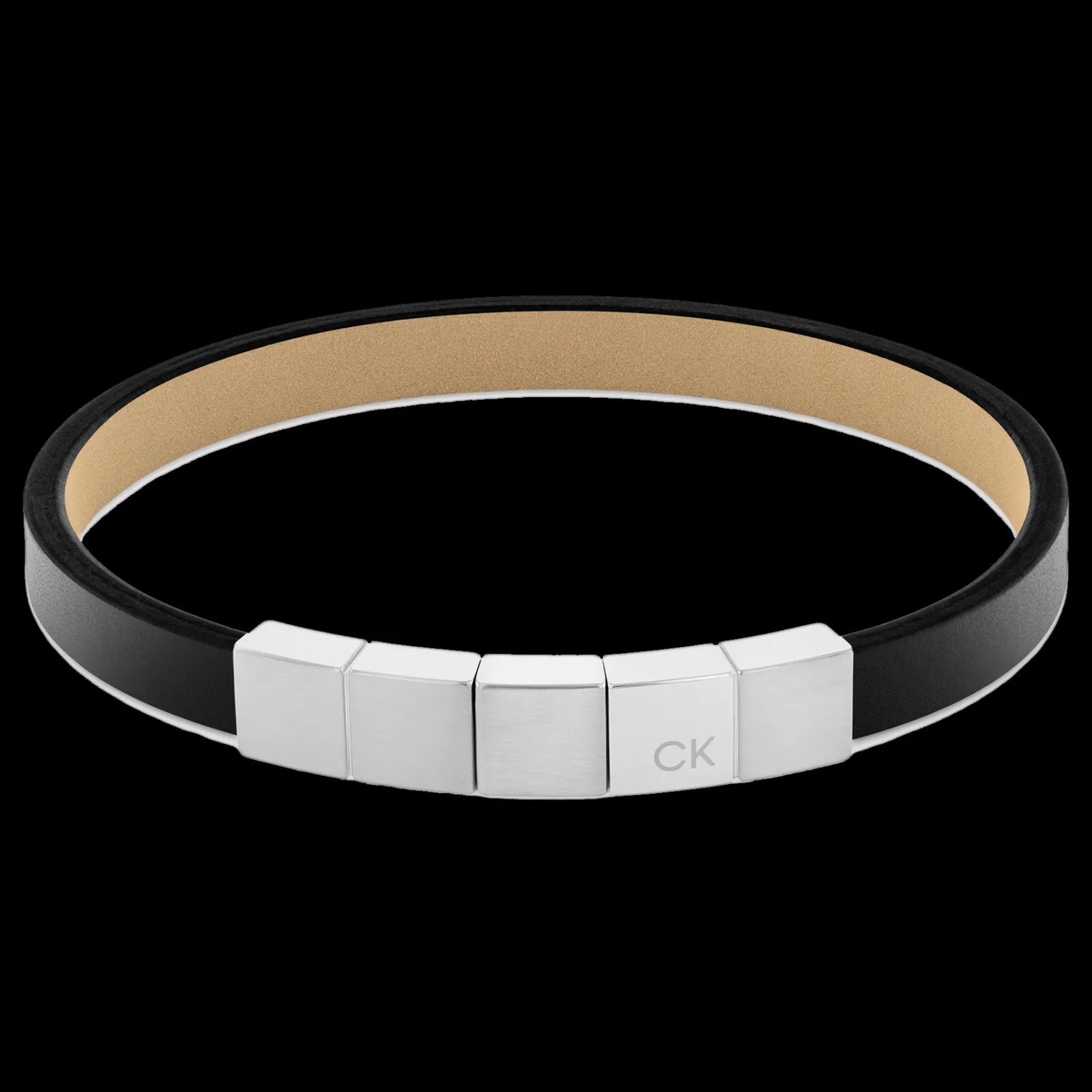 Pulseira Em Pele Preta E Aco-Calvin Klein Jewelry Outlet