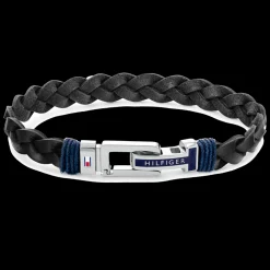 Pulseira Entrancada Aco E Pele Preta-Tommy Hilfiger Jewelry Cheap