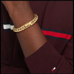 Pulseira Malha Aco Dourado Ajustavel-Tommy Hilfiger Jewelry New