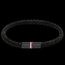 Pulseira Pele Preta Aco Iman-Tommy Hilfiger Jewelry New