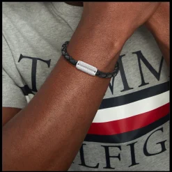 Pulseira Pele Preta Fecho Aco Iman-Tommy Hilfiger Jewelry Sale