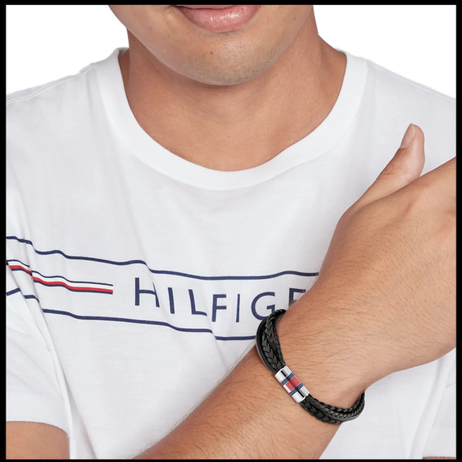 Pulseira Pele Preta Fecho Aco Iman-Tommy Hilfiger Jewelry Shop