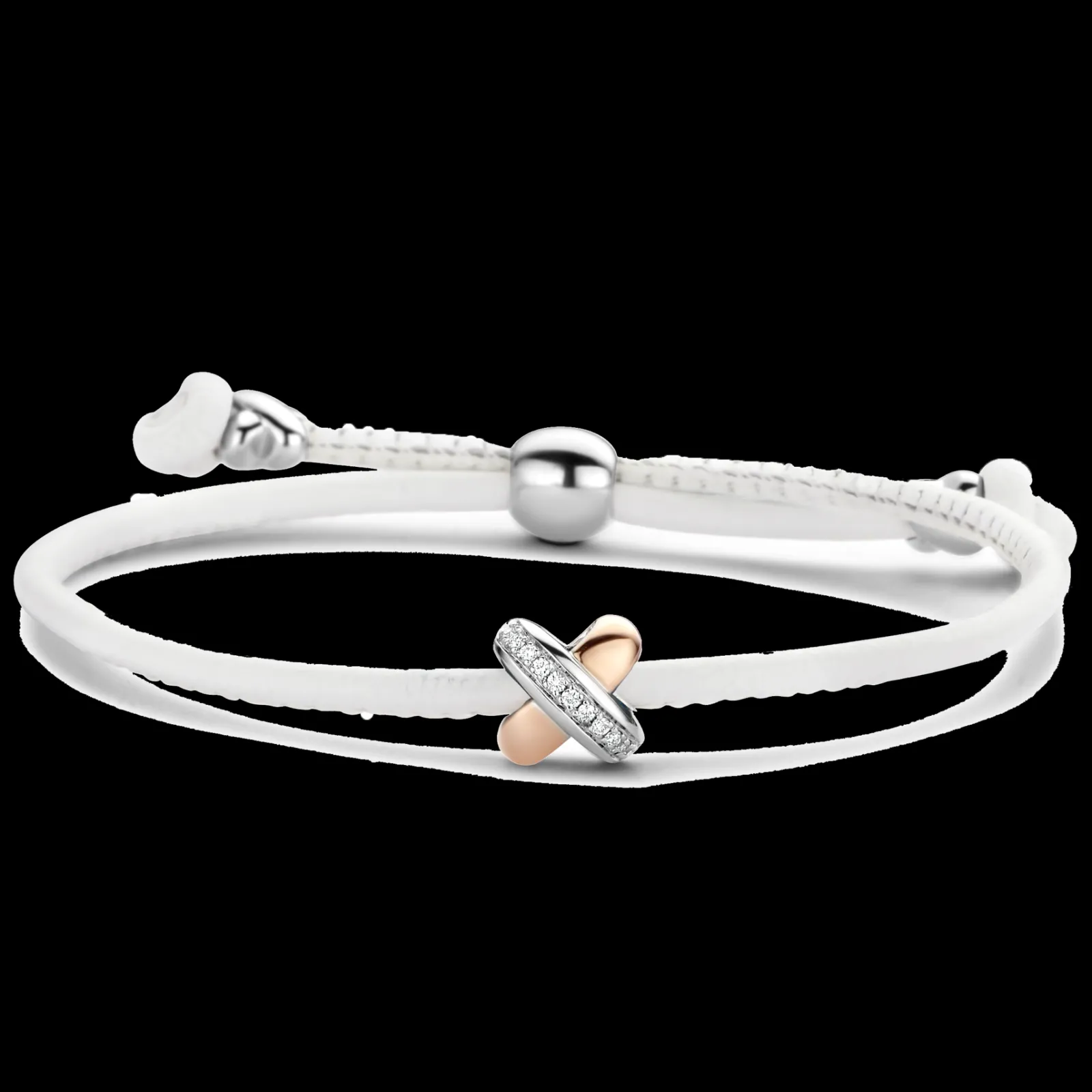 Pulseira X Branca C/ Or, Prata E Diamant-Tirisi Moda Fashion