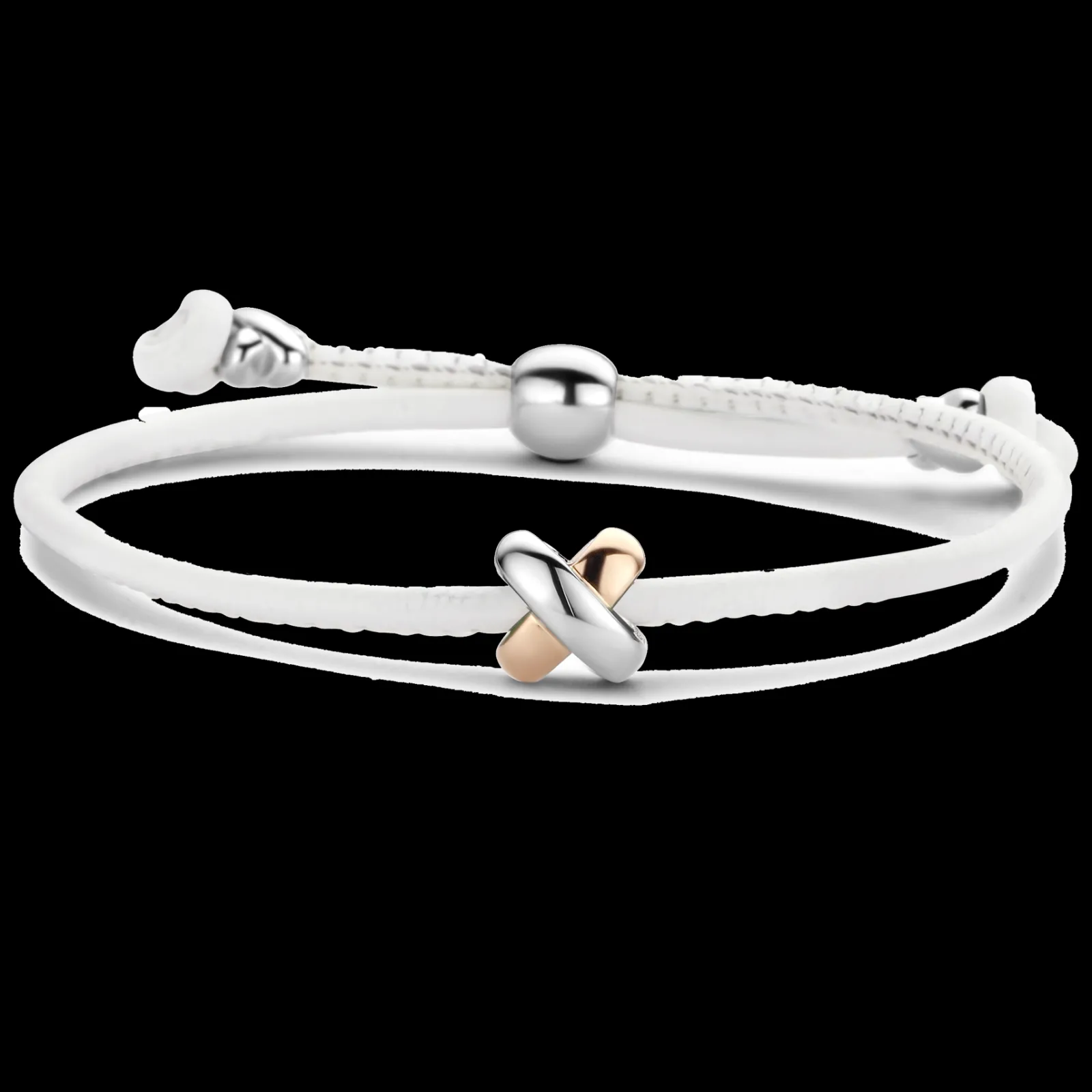 Pulseira X Branca Com Prata E Ouro Rosa-Tirisi Moda New