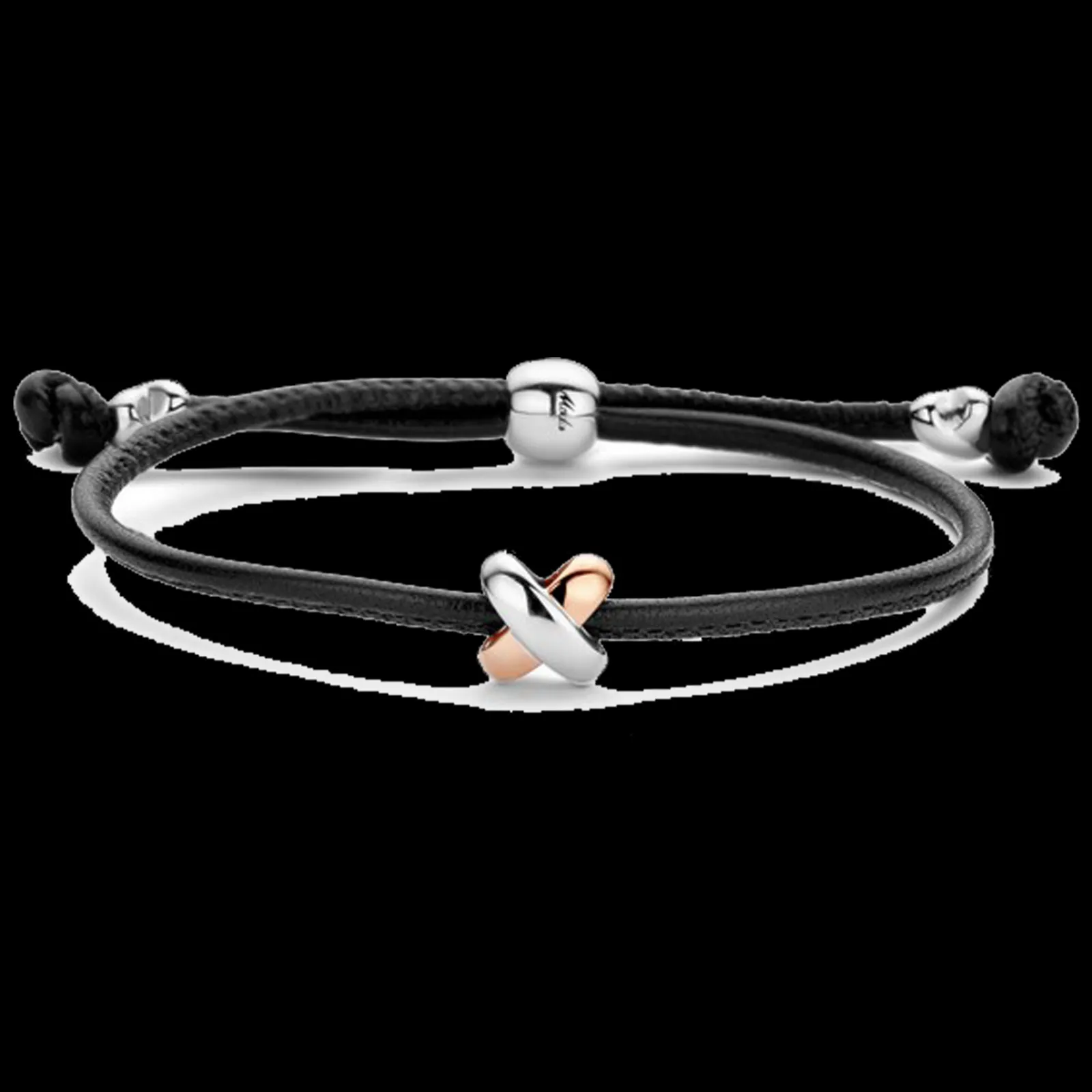 Pulseira X Preta Com Prata E Ouro Rosa-Tirisi Moda Shop