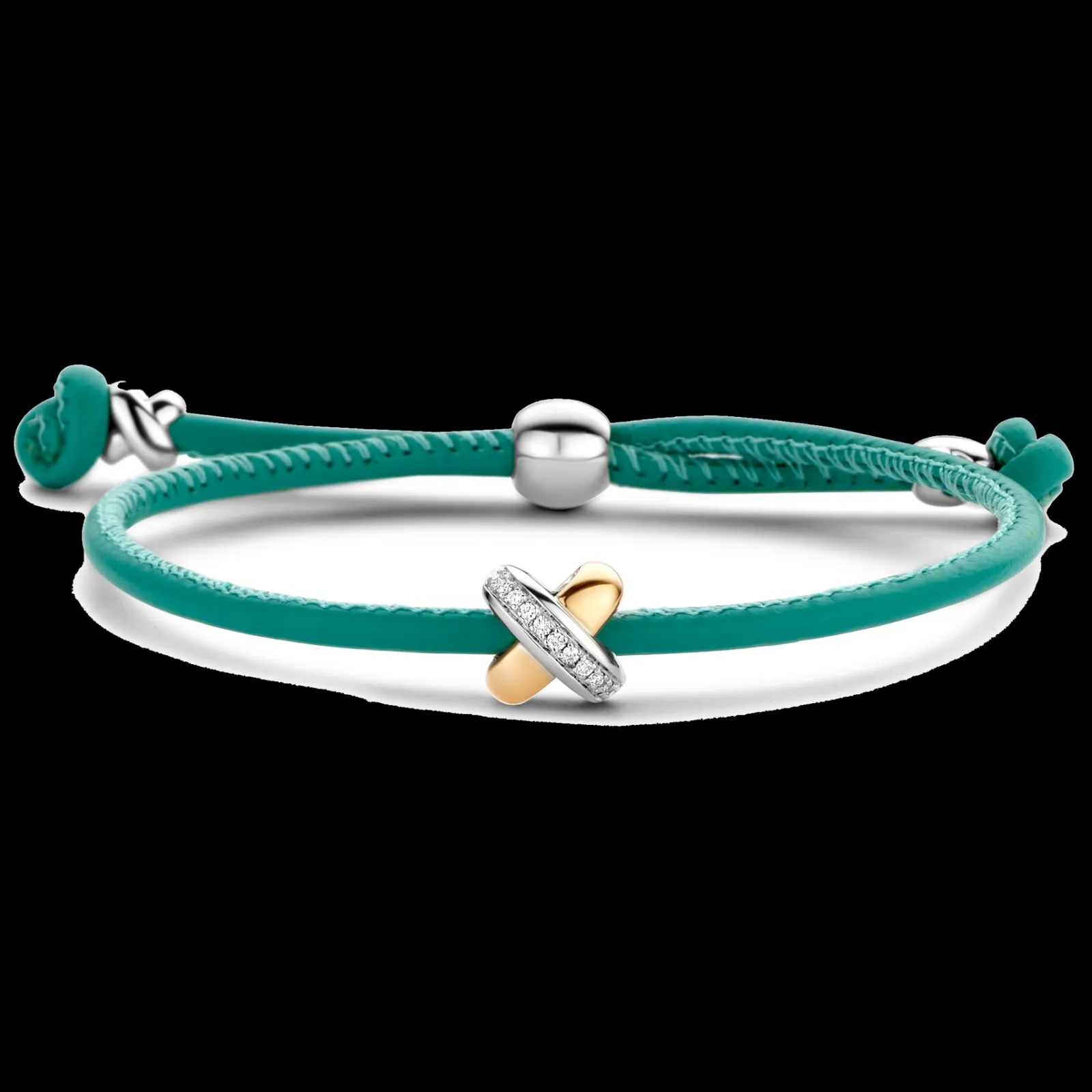 Pulseira X Verde Com Prata, Oa E Diamant-Tirisi Moda Fashion