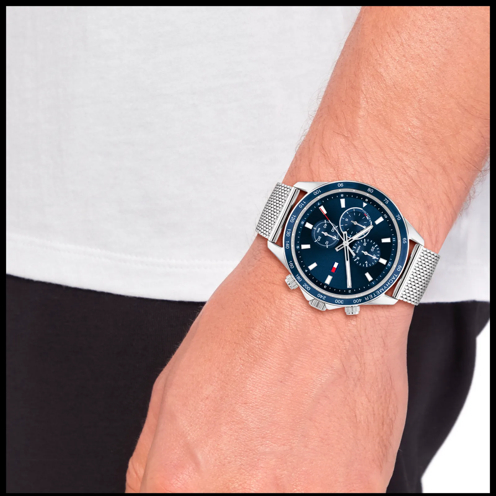 Relogio Aco Azul Malha Milanesa-Tommy Hilfiger Watches Discount
