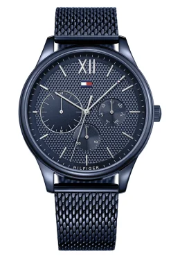Relogio Aco Azul Malha Milanesa-Tommy Hilfiger Watches Cheap