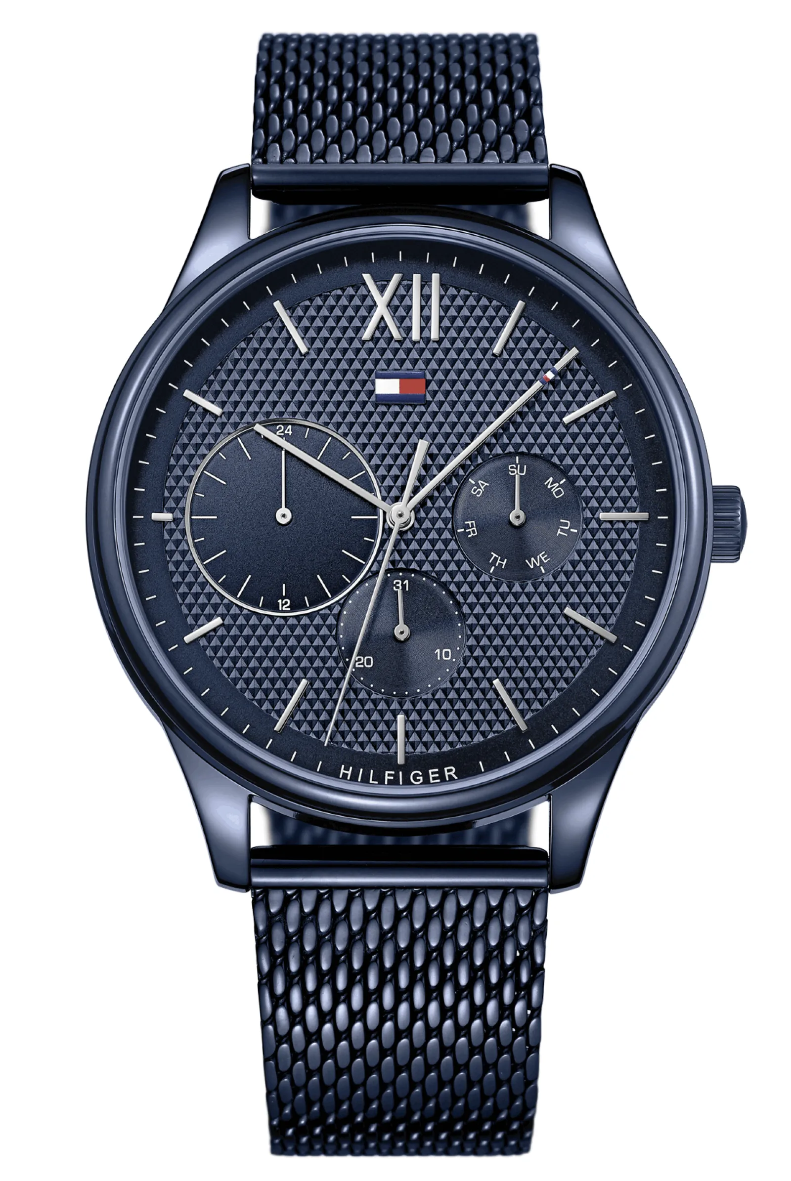 Relogio Aco Azul Malha Milanesa-Tommy Hilfiger Watches Cheap