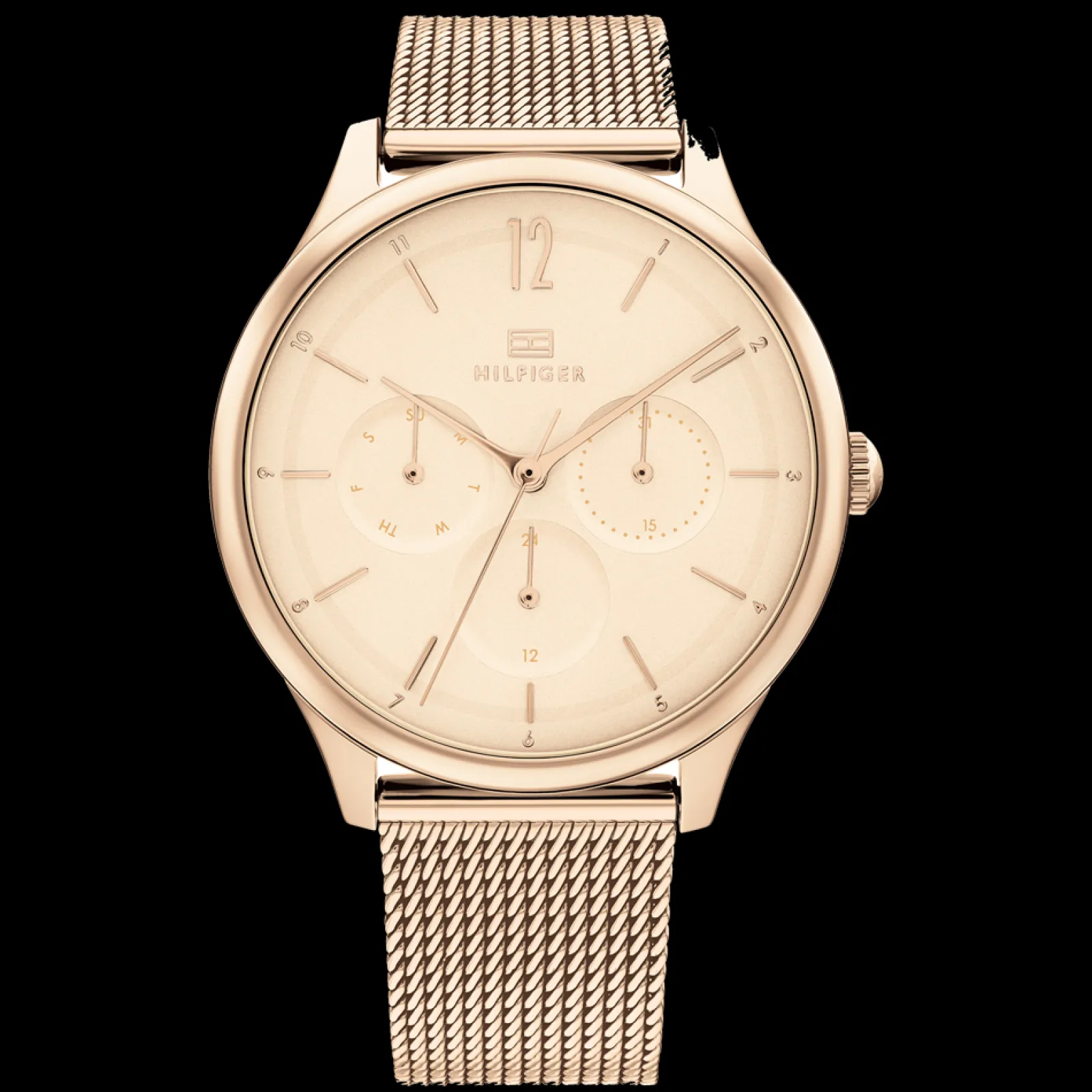 Relogio Aco Dourado Rosa Malha Milanesa-Tommy Hilfiger Watches Fashion