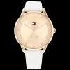 Relogio Aco Ip Dourado Com Cristais Pele Branca-Tommy Hilfiger Watches Store