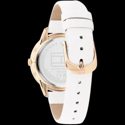 Relogio Aco Ip Dourado Com Cristais Pele Branca-Tommy Hilfiger Watches Store