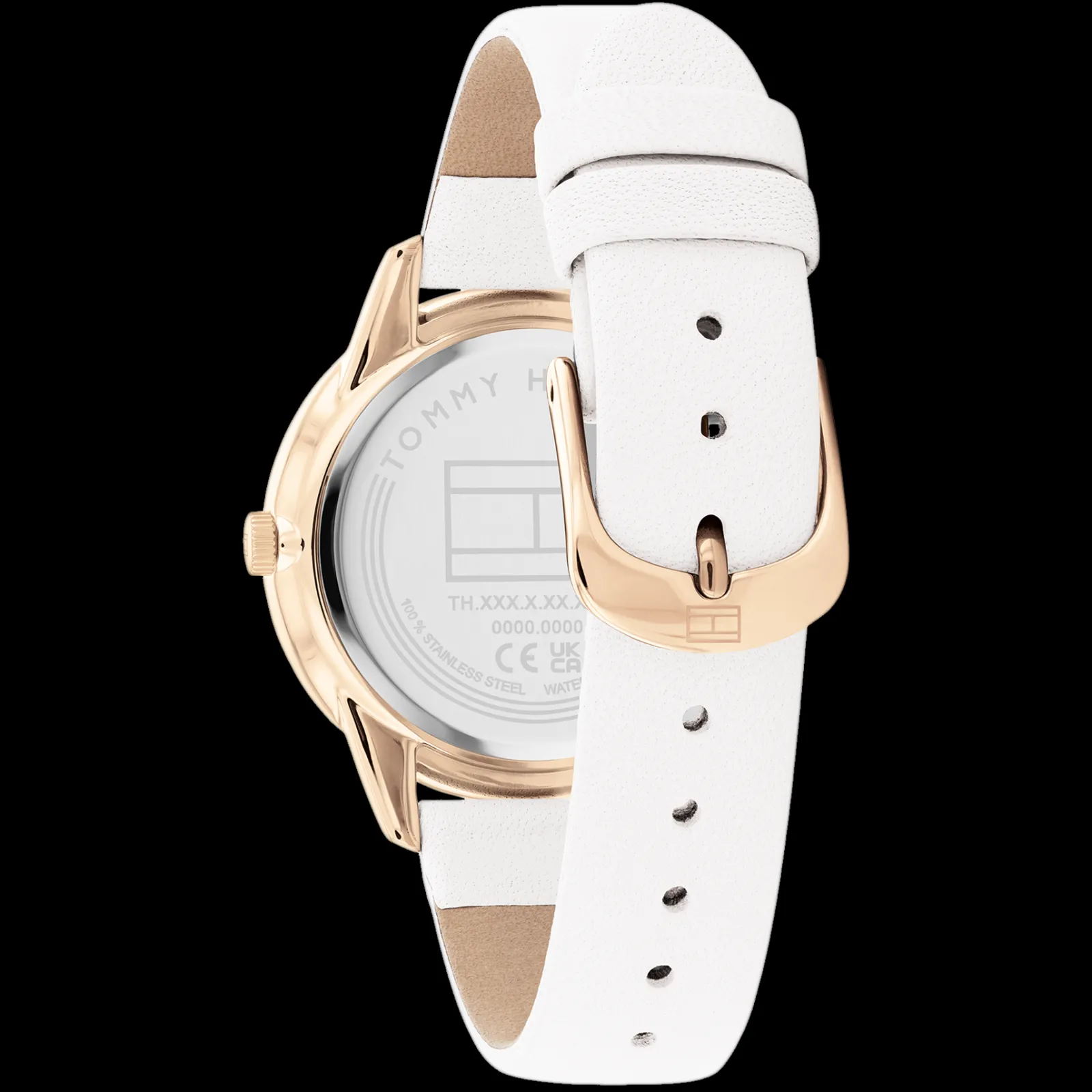 Relogio Aco Ip Dourado Com Cristais Pele Branca-Tommy Hilfiger Watches Store