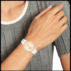 Relogio Aco Ip Dourado Com Cristais Pele Branca-Tommy Hilfiger Watches Store
