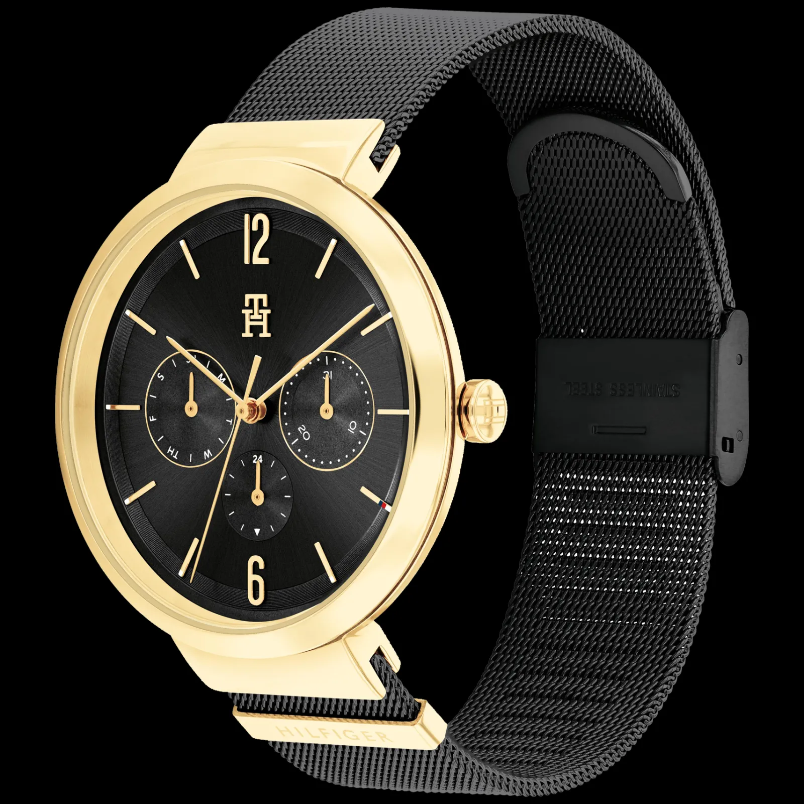 Relogio Aco Ip Dourado E Bracelete Malha Milanes-Tommy Hilfiger Watches New