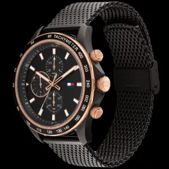 Relogio Aco Ip Preto Malha Milanesa-Tommy Hilfiger Watches Cheap