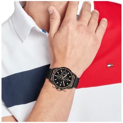 Relogio Aco Ip Preto Malha Milanesa-Tommy Hilfiger Watches Cheap