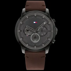 Relogio Aco Ip Preto Pele Castanha-Tommy Hilfiger Watches Shop