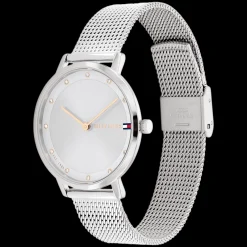 Relogio Aco Prateado, Cristais E Malha Milanesa-Tommy Hilfiger Watches Fashion