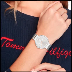 Relogio Aco Prateado E Bracelete Malha Milanesa-Tommy Hilfiger Watches Store