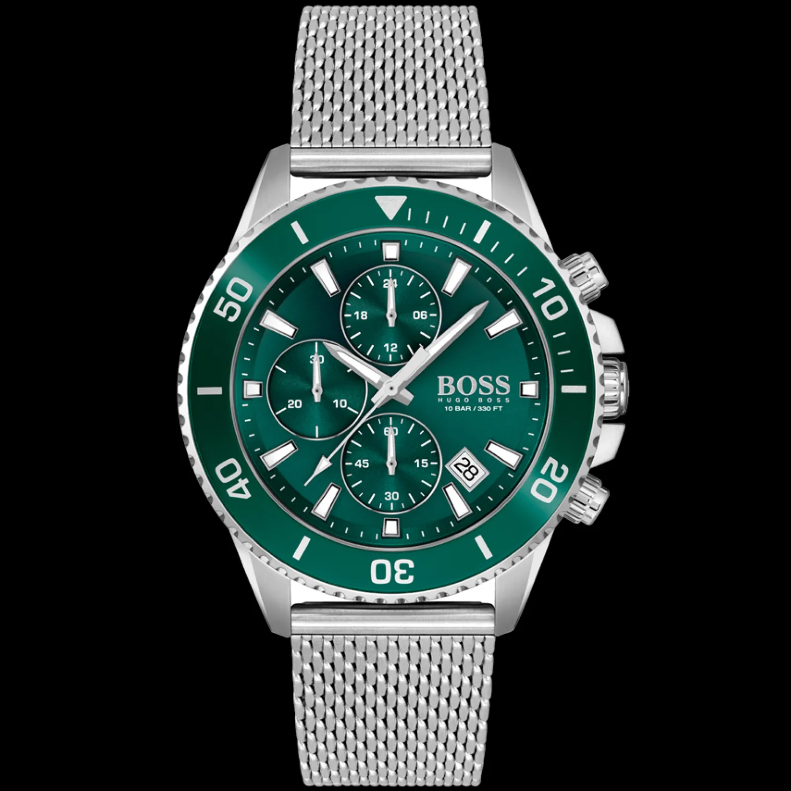 Relogio Admiral Aco Verde Malha Milanesa-Boss Watches New
